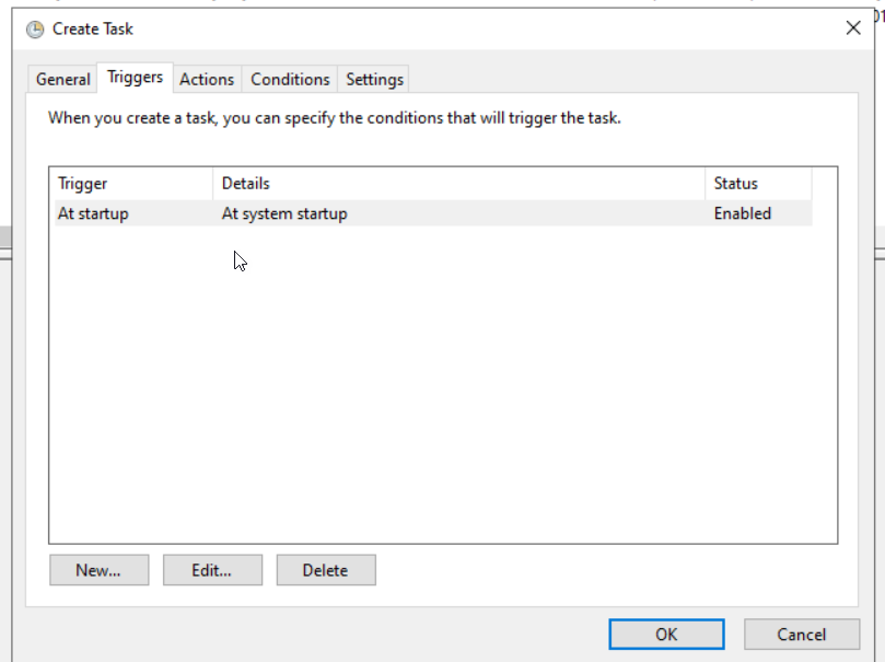 Triggers — At system startup