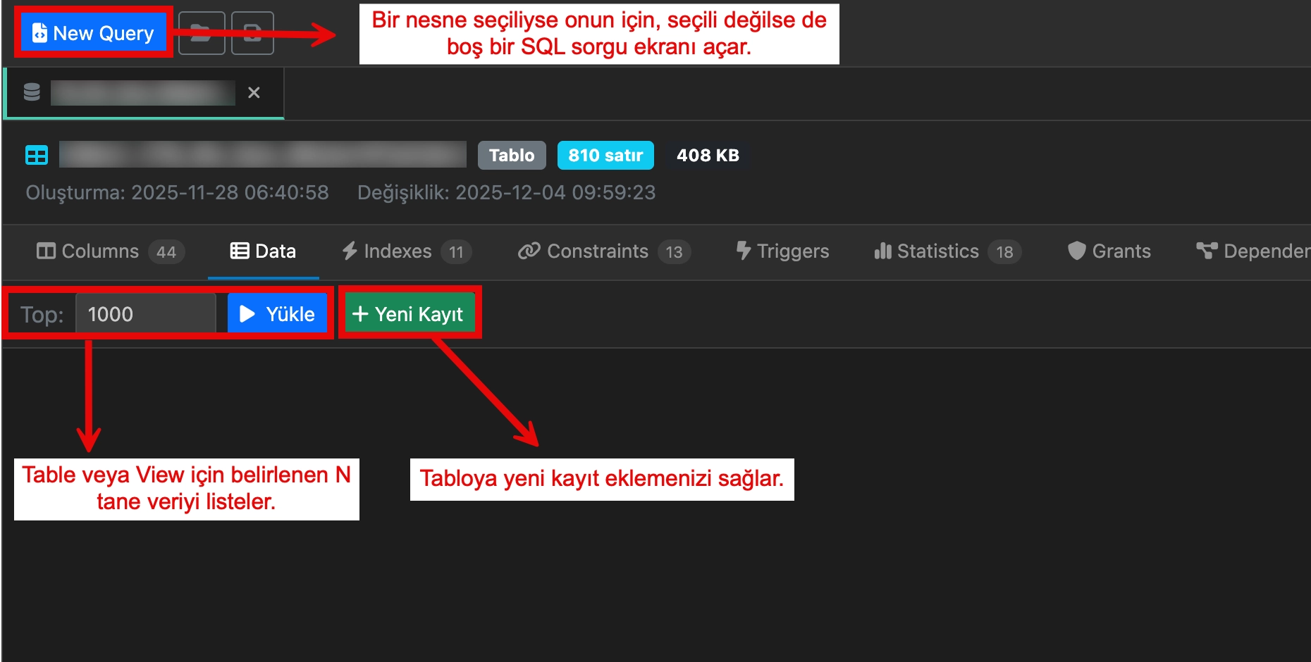 Sql Action Buttons