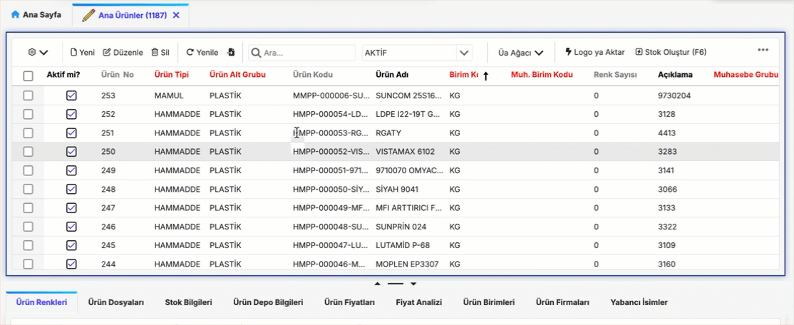 Column Filtering